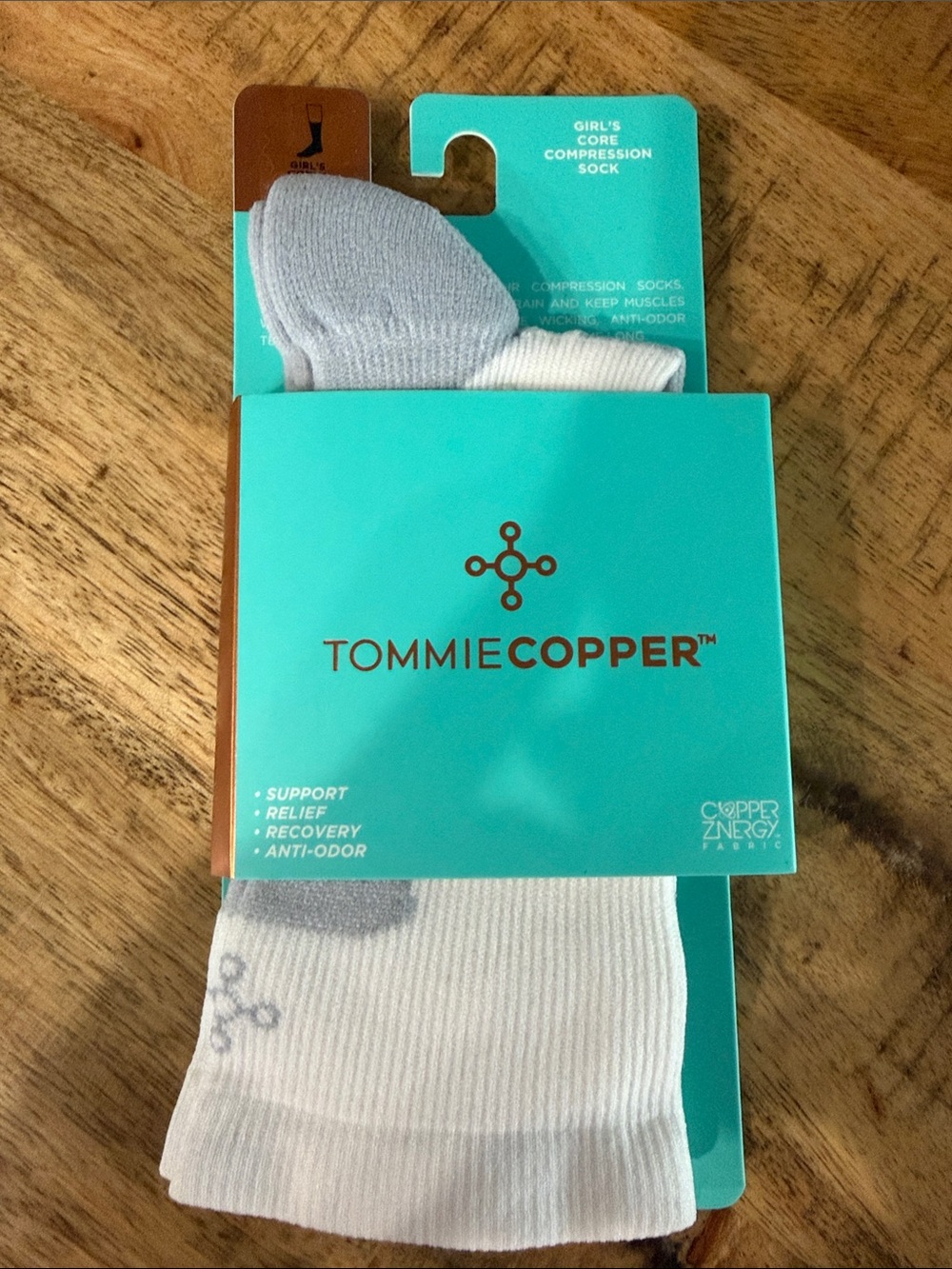 Girls White & Gray Compression Socks